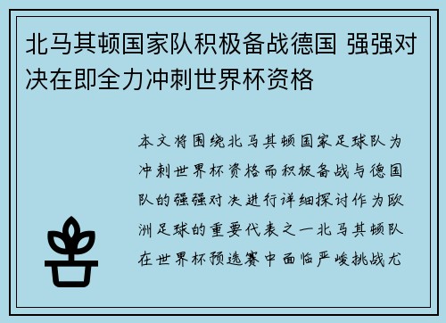 北马其顿国家队积极备战德国 强强对决在即全力冲刺世界杯资格